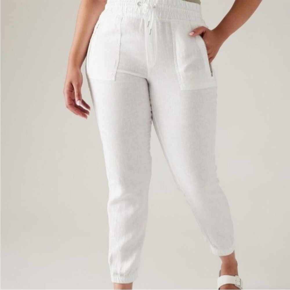 NWT Athleta Cabo Linen Jogger White 100% Linen Size 26